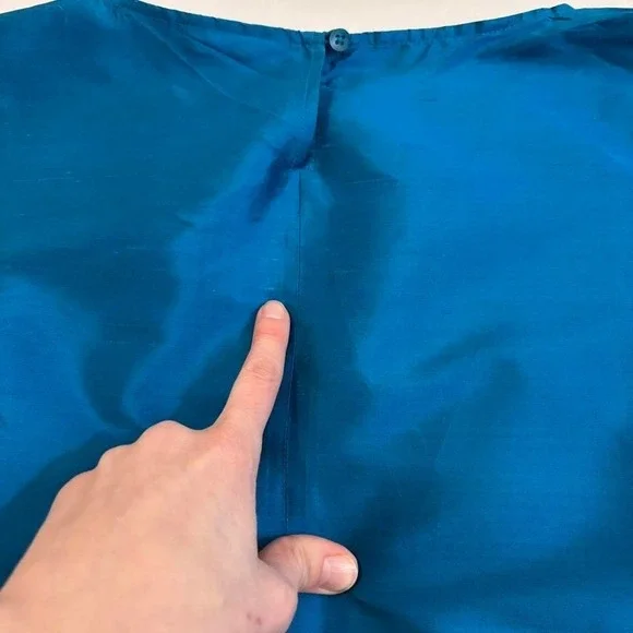 Electric Blue Silk Sleeveless Blouse VTG Y2K Silk Lore Beth Terrell M/L Fitted - Picture 5 of 7